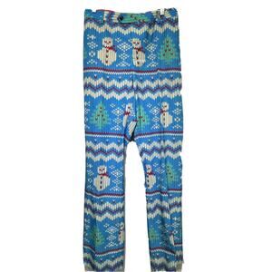 Shinesty Mens Blue White Snowman Christmas Tree Printed Dress Pants Size 42/36